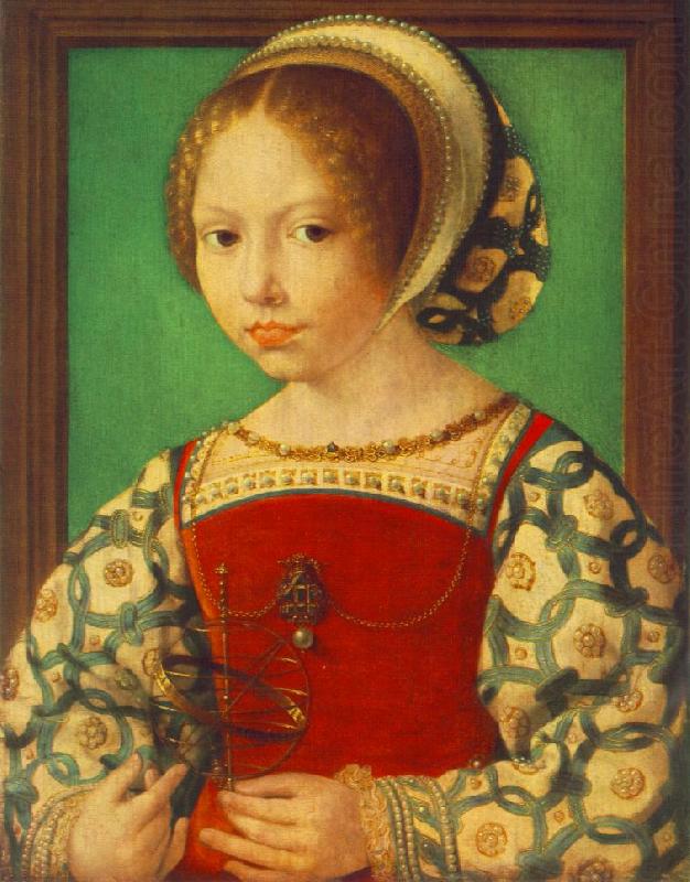 GOSSAERT, Jan (Mabuse) Young Girl with Astronomic Instrument f china oil painting image